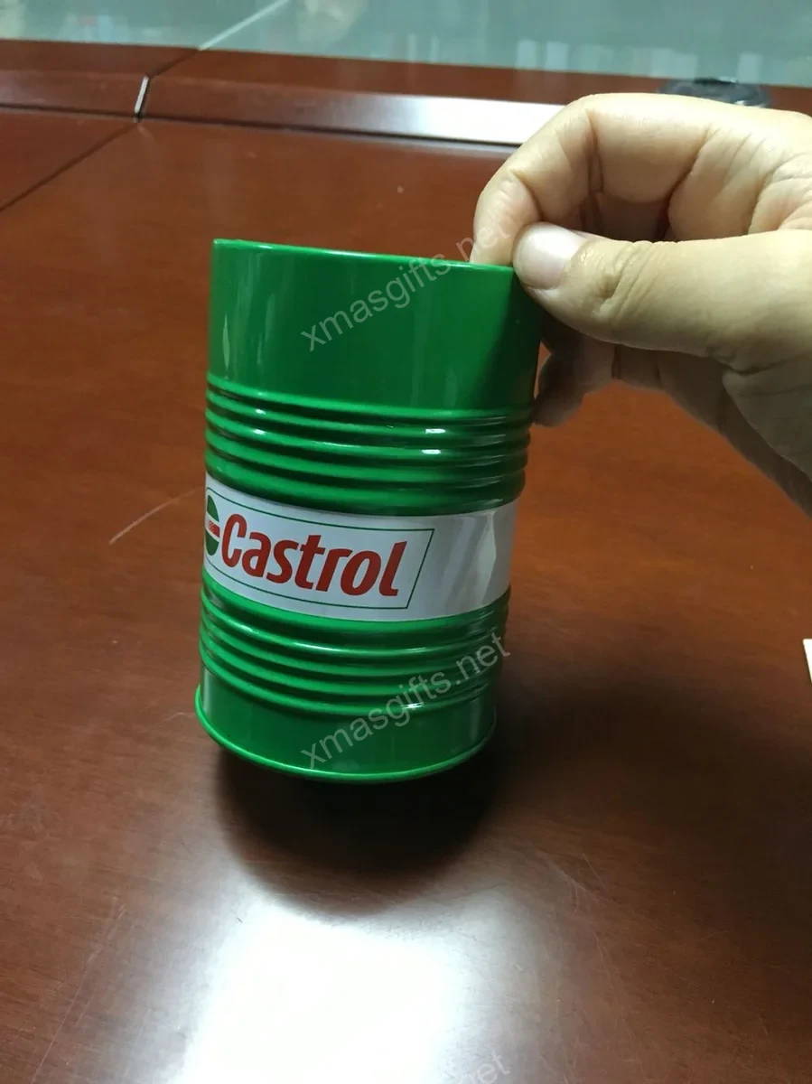 Castrol compressed T-shirt in oil-can shape tin