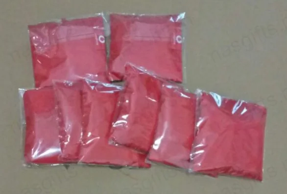 Packed red Vodafone grocery bags