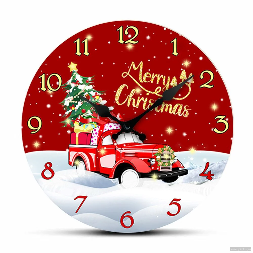 10 Inch Cartoon Silent Christmas Wall‑clock Home‑use Festive Hanging‑clock Wholesale