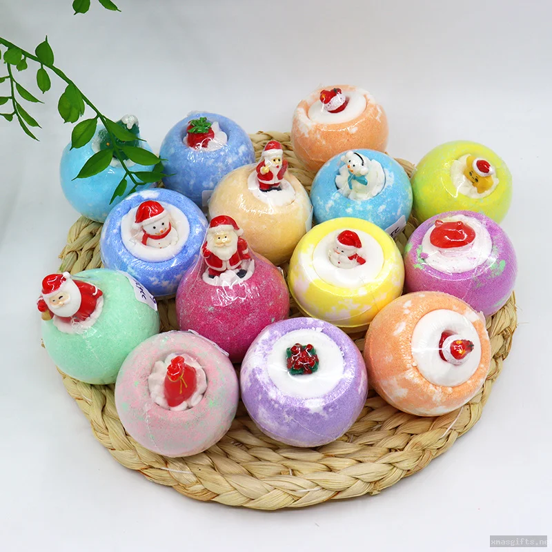100g/pc Christmas Surprise‑Toy Bath Bombs  Xmas Girl Gift Aromatherapy Scented Fizz Balls Bulk Wholesale