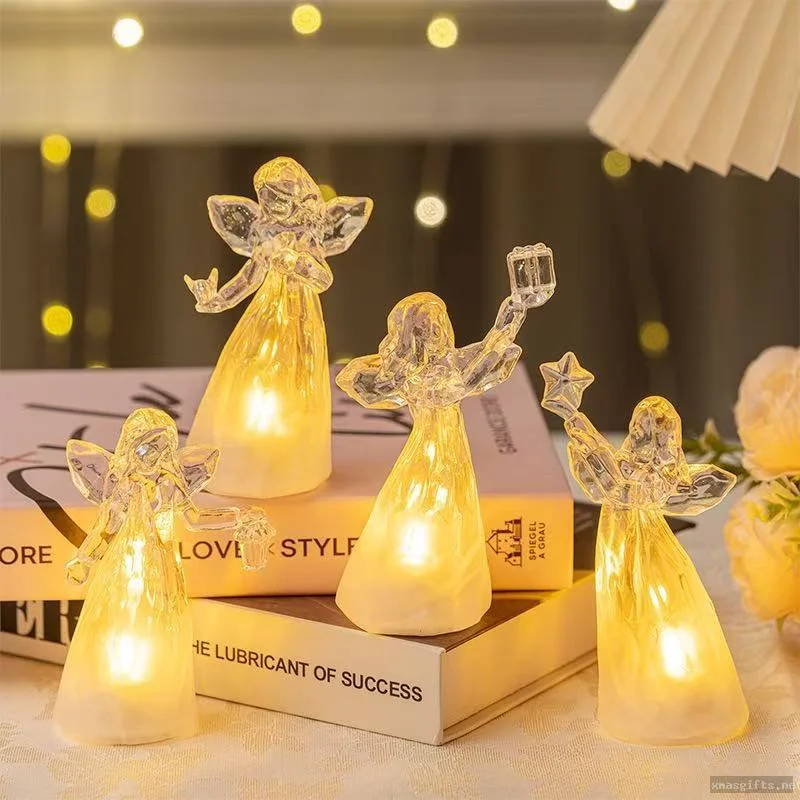 10.5CM Plastic LED Angel Statue, Christmas Glowing Night‑Light Decor Bulk