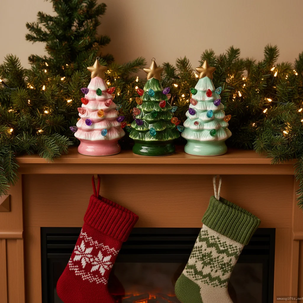 3-Color Ceramic Light Up Christmas Tree LED Illuminated Xmas Decor