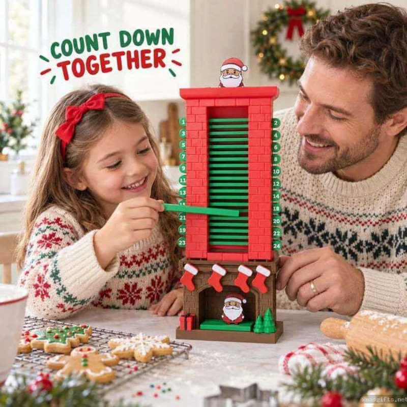 3D Print Santa Chimney Christmas Advent Countdown Calendar, 24 Days Xmas Tabletop Ornament