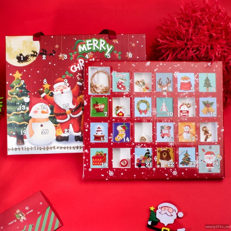4‑Grid Advent Calendar DIY Kids Bracelet Blind Box Creative Snowman Christmas Surprise Gift