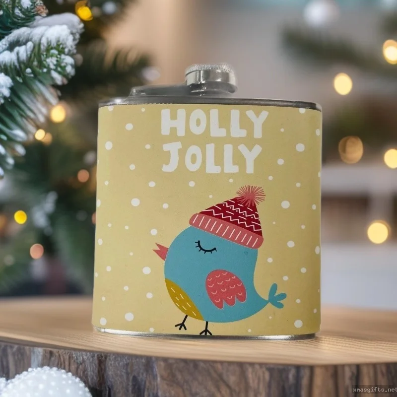 6oz Creative 304‑stainless‑steel Square Hip Flask Christmas‑themed Portable Liquor Pocket Bottle