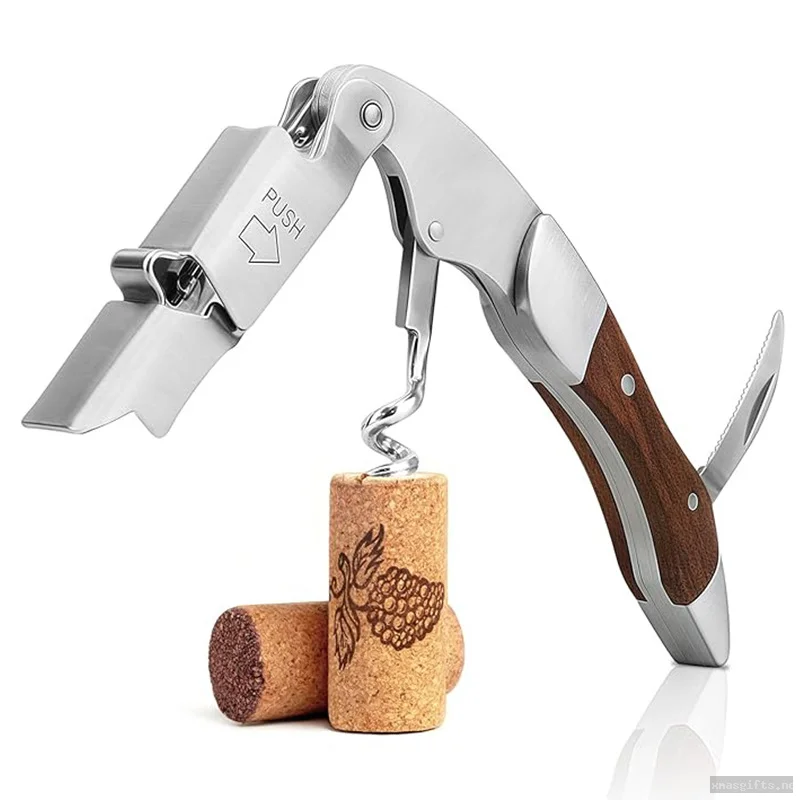 Chrismas Business Gift Wood‑grip Multifunctional Wine Corkscrew Custom‑engraved Wine‑tool Wholesale