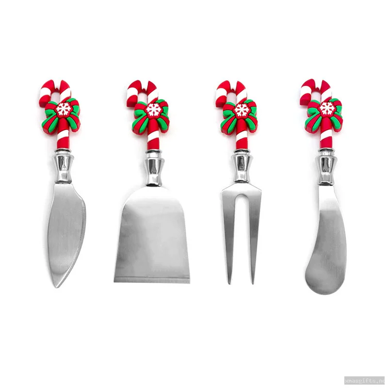 Weihnachts-Zuckerstangen-Käsemesserset, 4-teiliges Set aus Edelstahl zum Bestreichen von Butter und Schneiden von Käse – Großhandel
