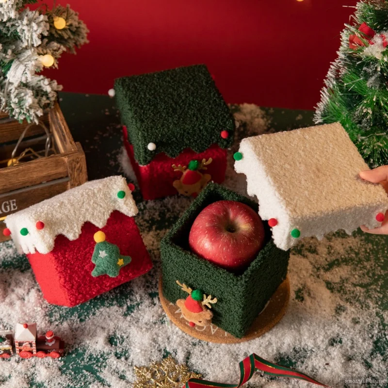 Boîte cadeau DIY de Noël, boîte rigide premium en forme de pomme et de bonbons pour les cadeaux de la veille de Noël.