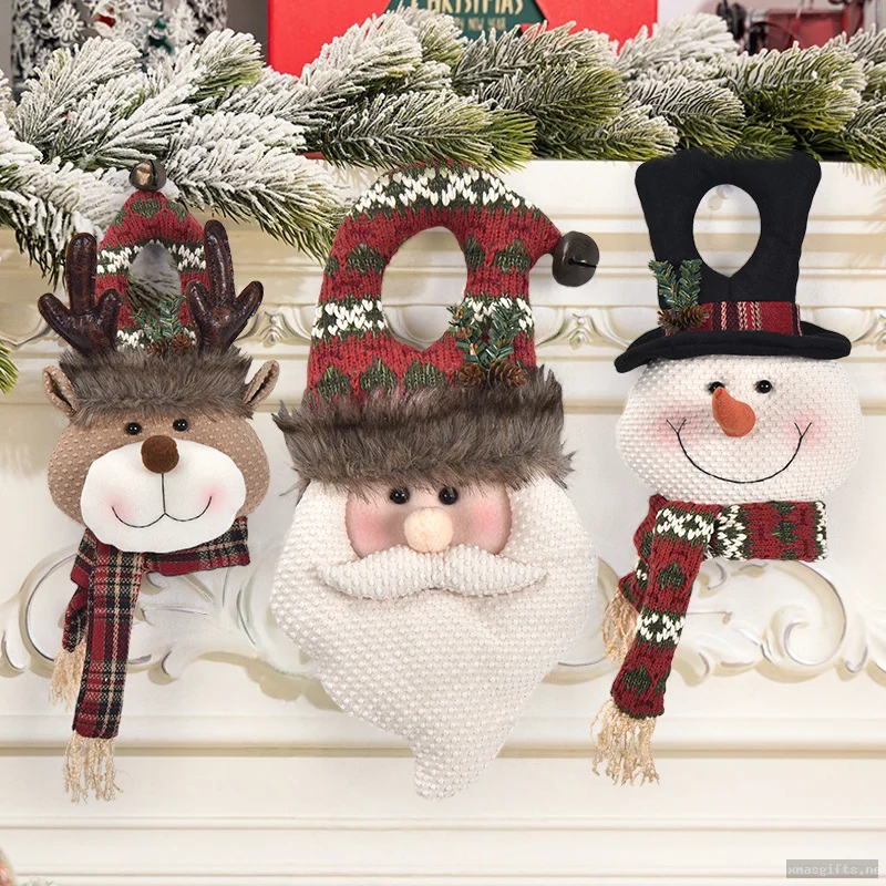 Christmas Front Door Wreath Hanging Ornament, Santa Snowman Reindeer Doll Door Ring Decor Wholesale Xmas Gift
