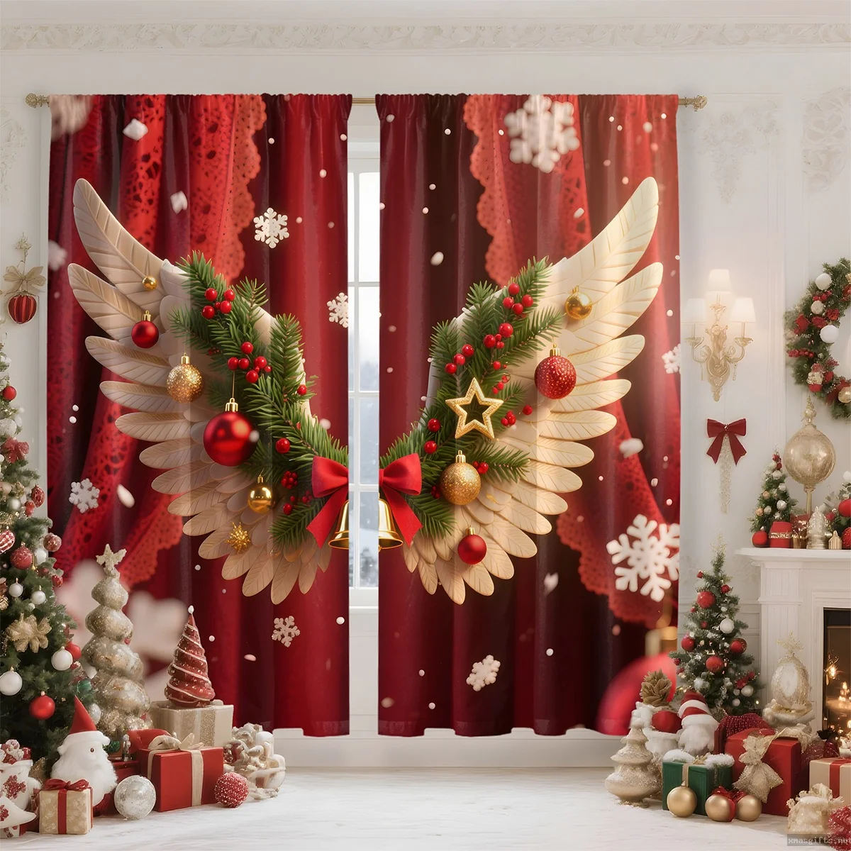Festive Custom Digital Print Christmas Curtains Personalized Design Window Drapes