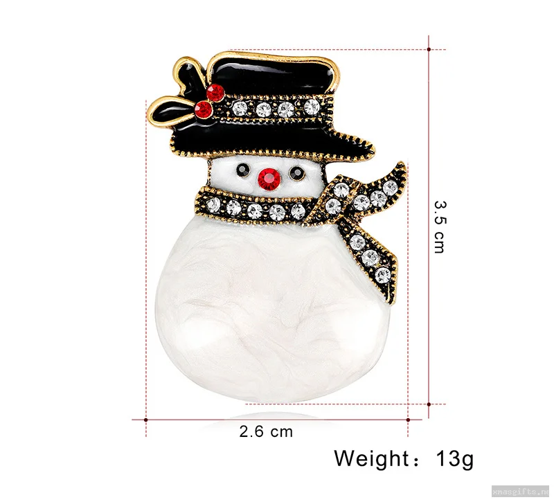 Luxury Enamel 3D Snowman Brooch Stereoscopic Winter Xmas Accessory Pin
