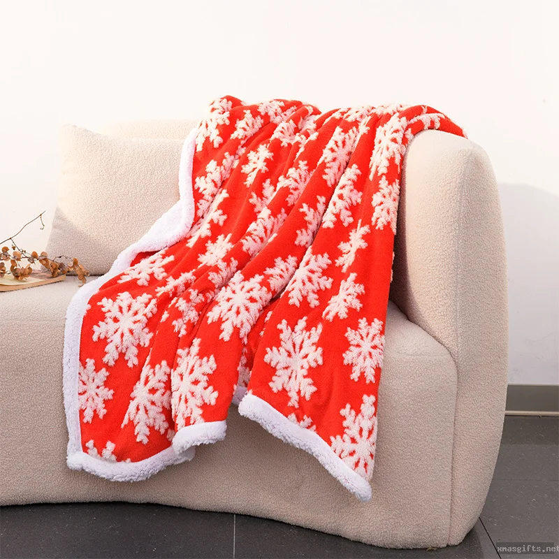 Weihnachts-Doppelschicht-Plüschdecke – kuschelige Sofa- und Bettdecke, warmes Geschenk für die Feiertage