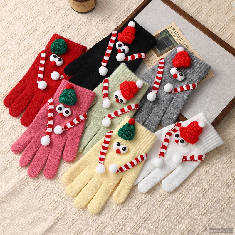 Familien-Christmas-Strickhandschuhe mit Fleecefütterung – kuschelige Winterhandschuhe für den täglichen Gebrauch im Freien an Feiertagen