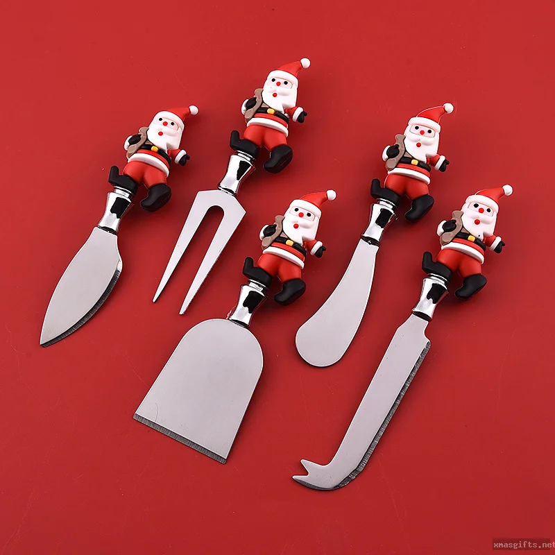 Weihnachts-Set aus Käsemesser und -gabel – edles Edelstahlbesteck für die Weihnachtstafeldekoration