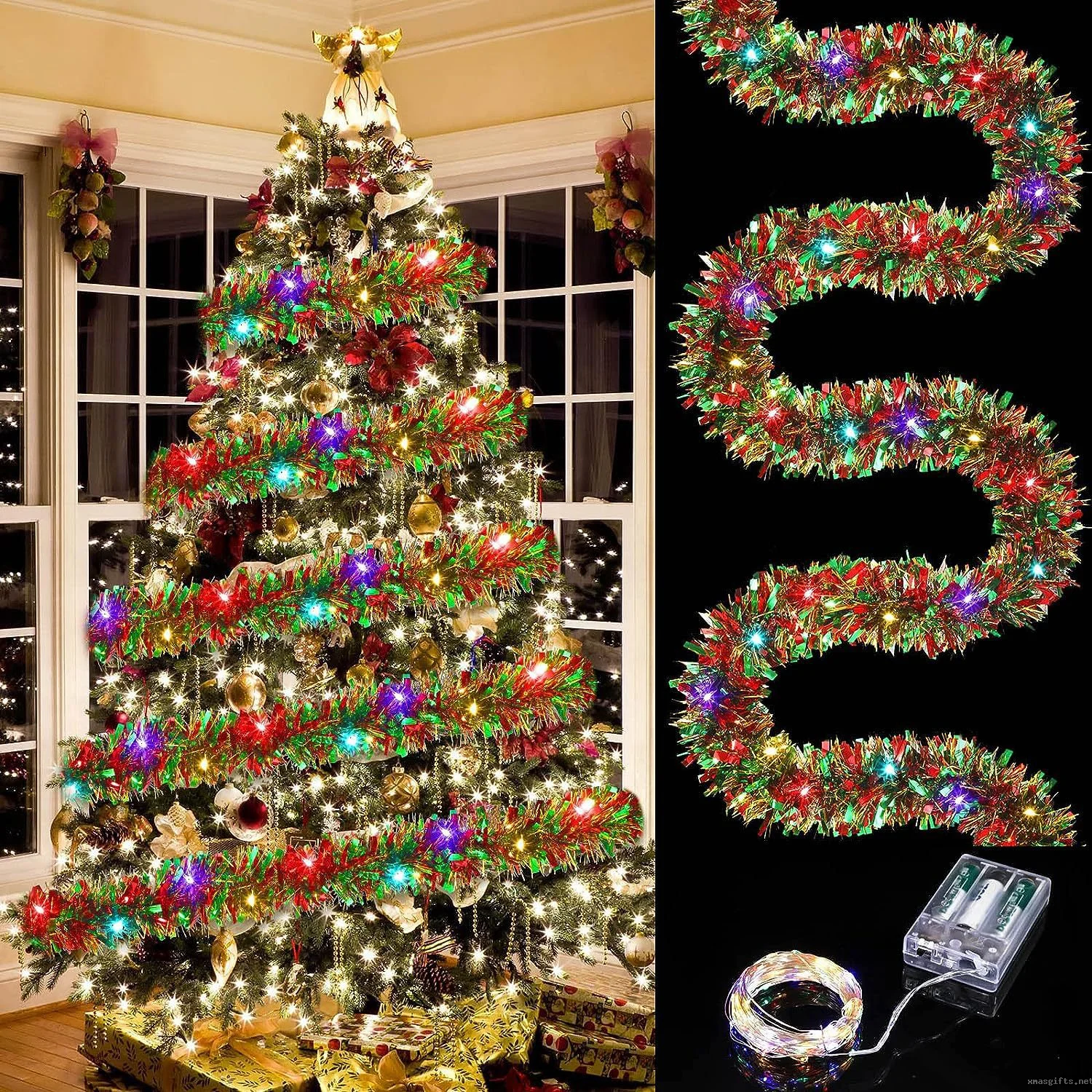 Christmas Tinsel String Lights LED Garland Light Indoor Outdoor Home Xmas Party Atmosphere Decorations