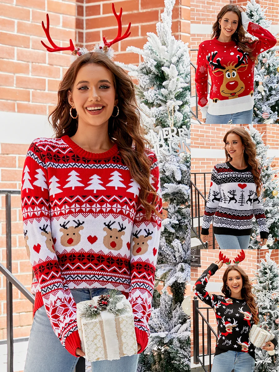 Knit Pattern Casual Christmas Sweater Festive Xmas Pullover Unisex Holiday Daily Outfit