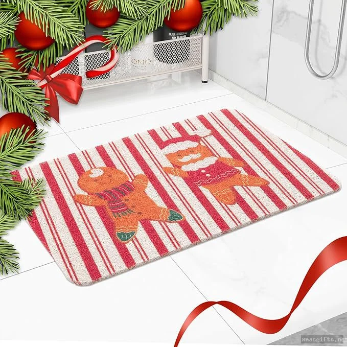 Christmas Bold Striped Floor Rug Non Toxic Soft Stripe Mat Family Holiday Living Room Decor