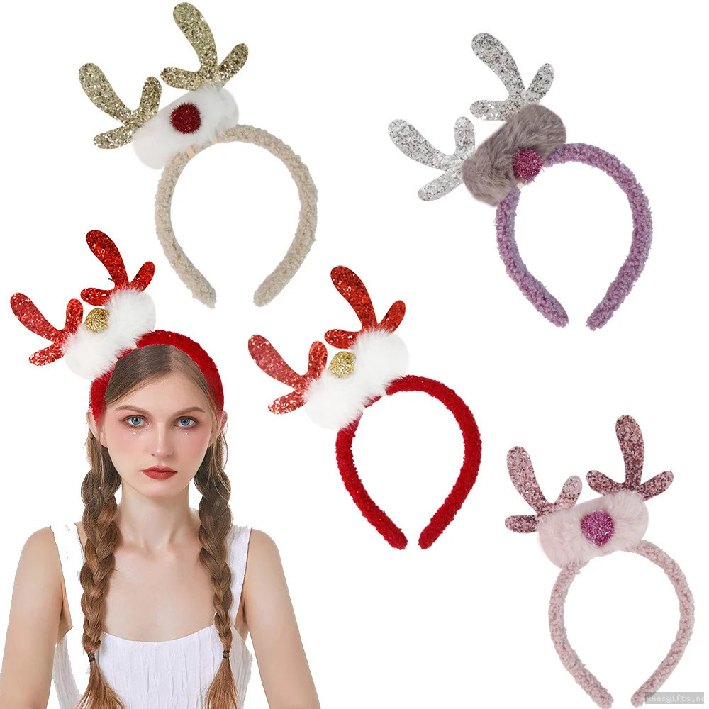 Classic Reindeer Horn Headband Xmas Family Matching Holiday Costume Headpiece