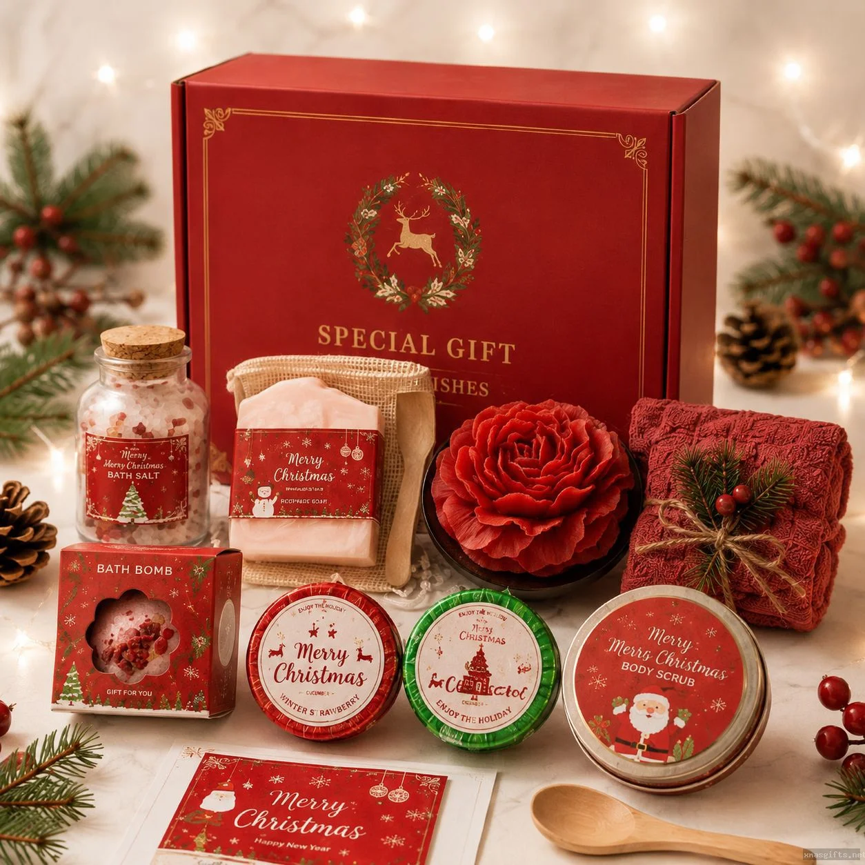 Mehrfach duftende Weihnachts-Aromatherapie-Kerze in eleganter Geschenkbox – kleine Weihnachtskerzen als Geschenk für den Klassenraum oder als Weihnachtspräsent.