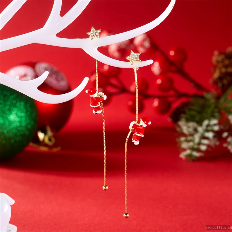 Weihnachts-Ohrringe mit Schleife und Quaste – leichte, auffällige Ohrringe für das Winterfest