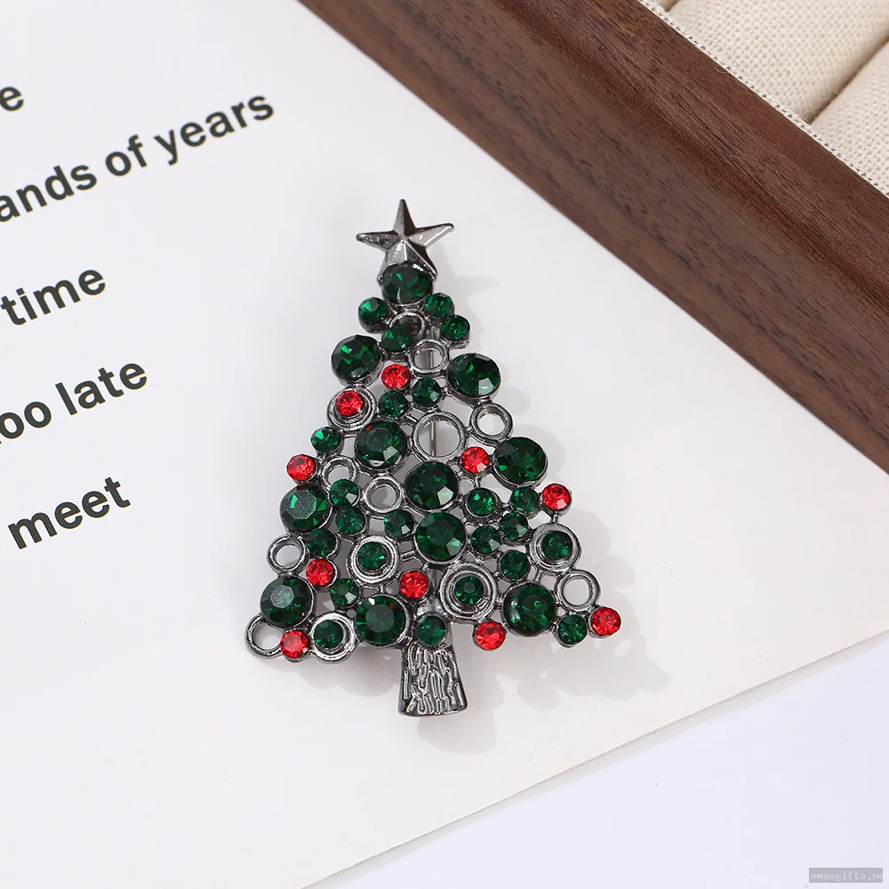 Rhinestone Christmas Tree Brooches Sparkly Xmas Tree Lapel Pin Jewelry