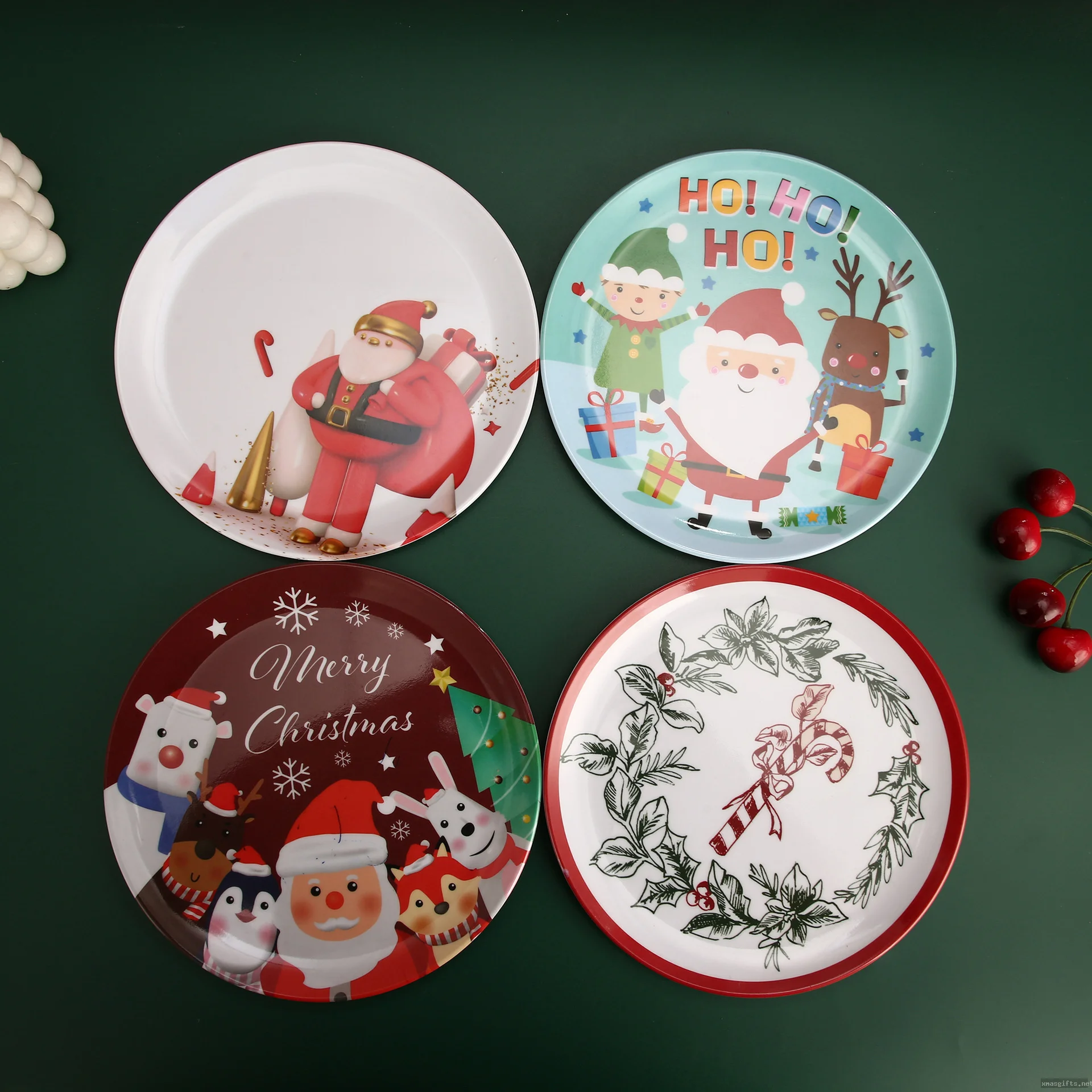 Christmas Cartoon Santa Melamine Plate Shatterproof Children Snack Serving Plate
