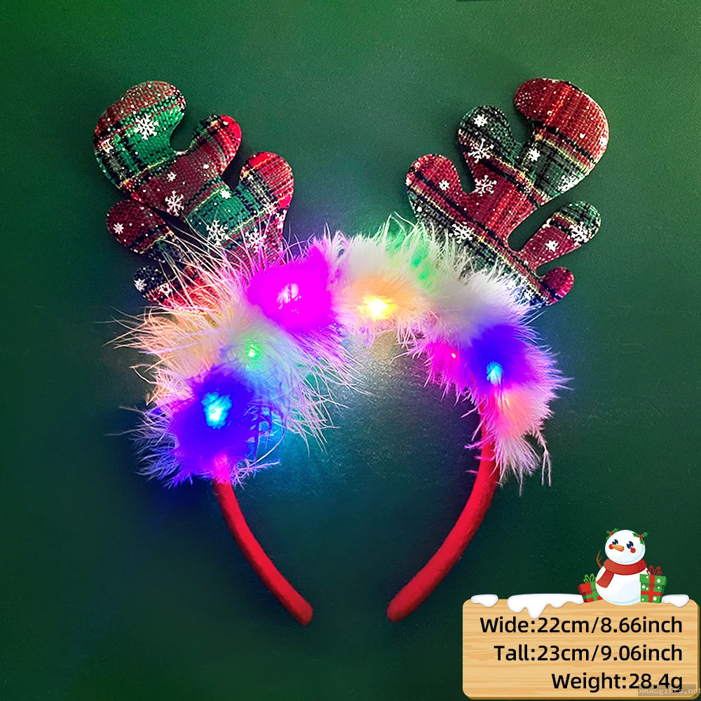 Flashing Santa Christmas Headband Battery Operated Festival Concert Hair Band