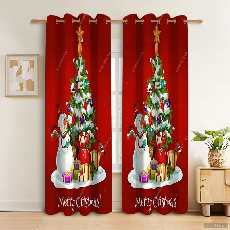Personalized Digital Printed Christmas Curtain Custom Holiday Home Window Drape