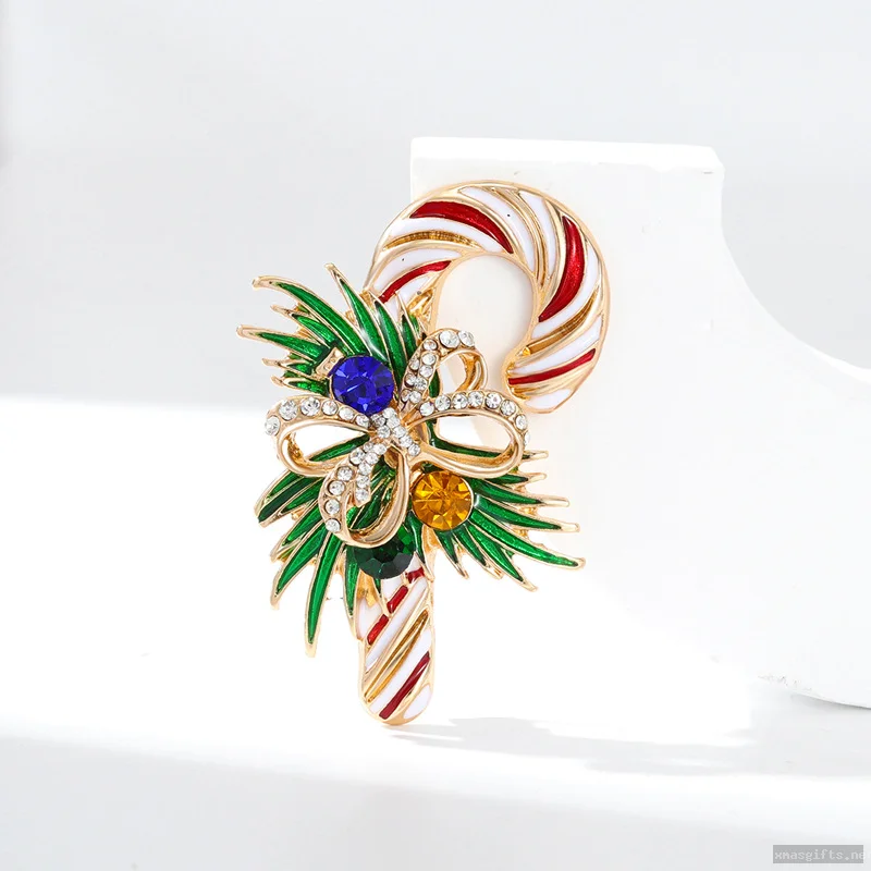 Candy Shaped Christmas Brooches Xmas Candy Cane Lapel Pin Jewelry