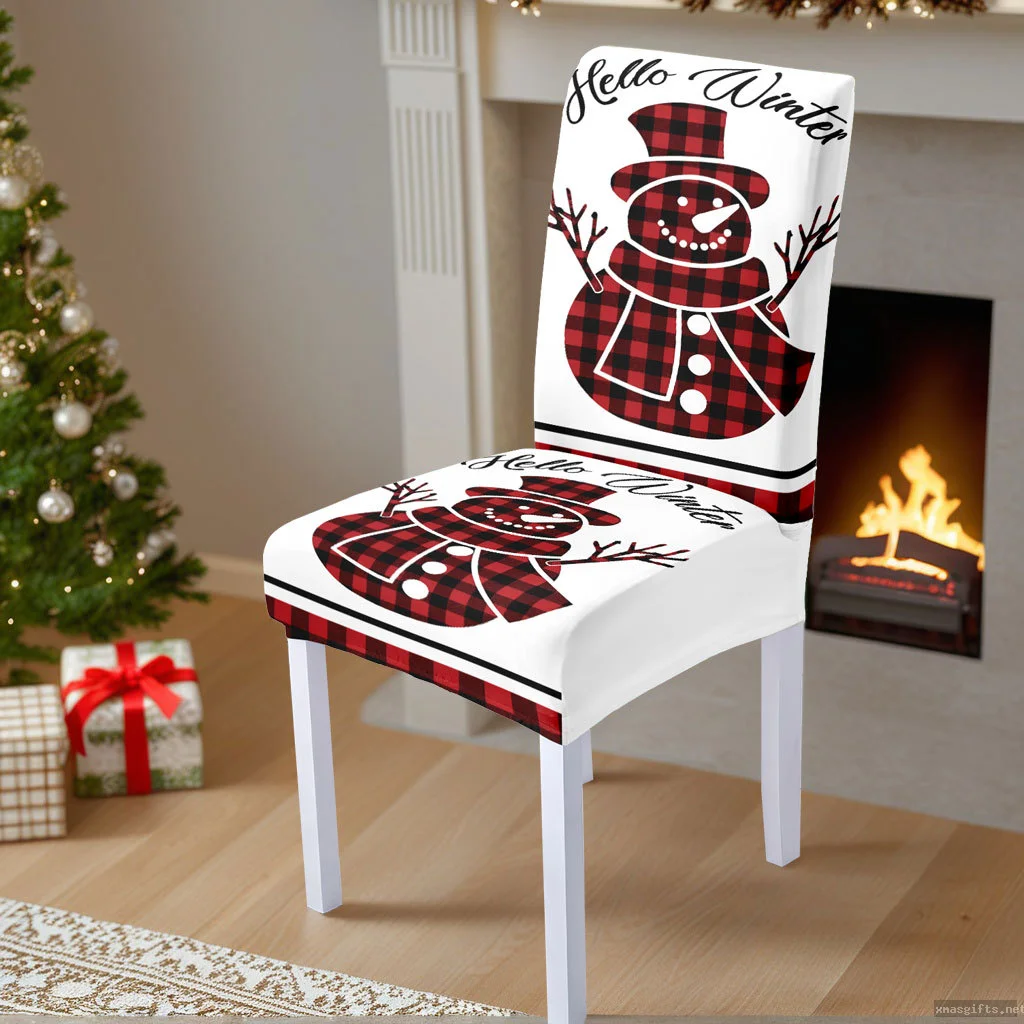 Winter Christmas Dining Chair Covers Festive Party Home Chair Slipcovers