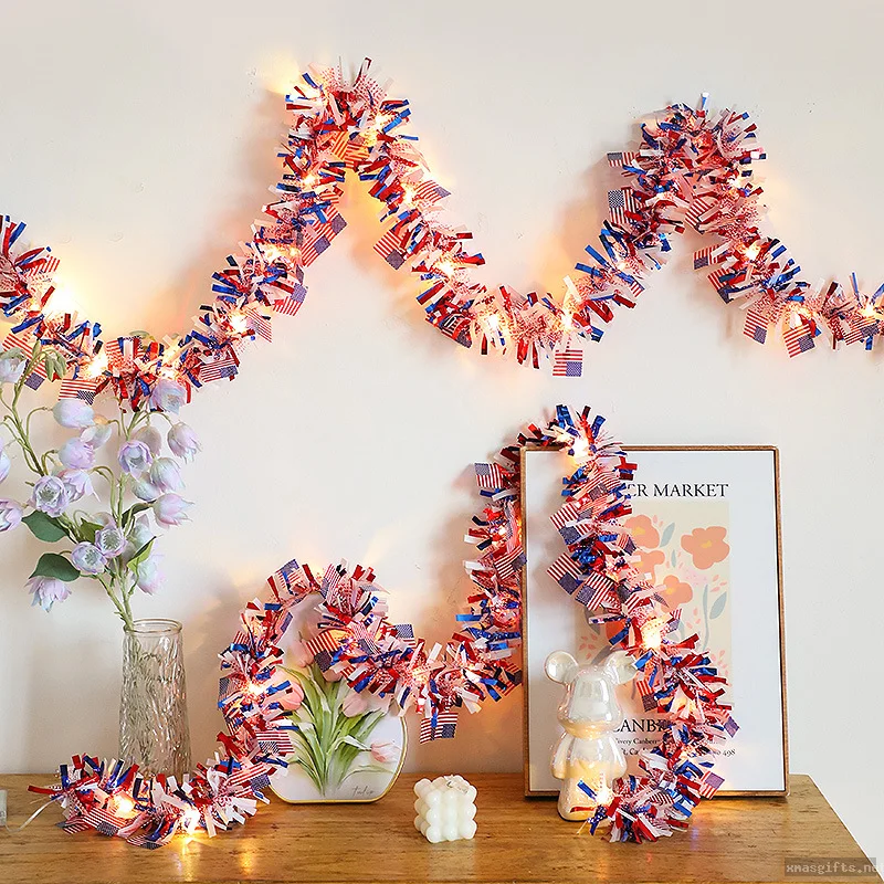 LED Christmas Tinsel Light Strings Metallic Glitter Fairy Lights Holiday Window Wall Tree Decor Lamp