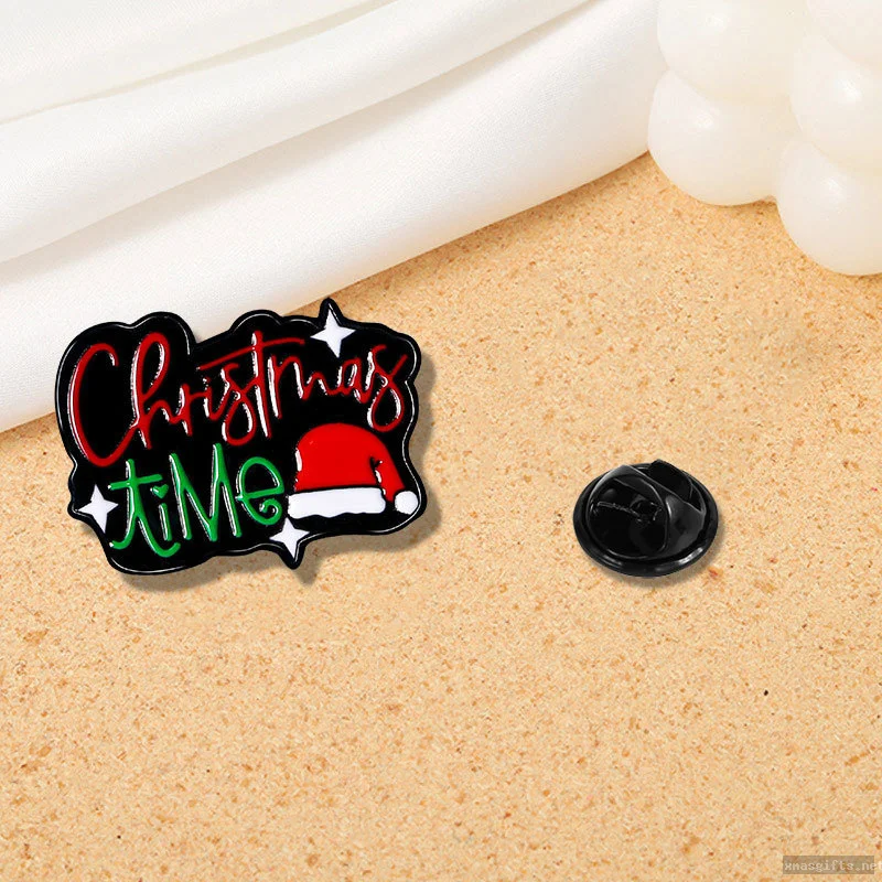 Custom Christmas Word Lapel Pins Simple Text Brooch Clothing Accessories