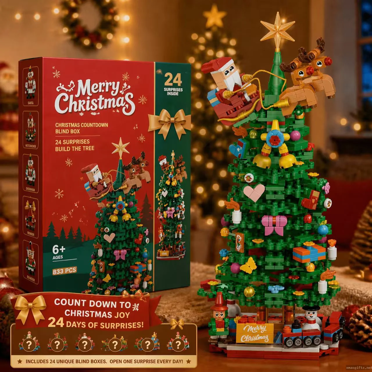 Assembleable Mini Particle Christmas Tree Building Blocks Tabletop Xmas Ornament