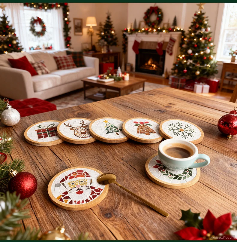 Christmas Themed DIY Coaster Craft Kit Children Art Activity Pack