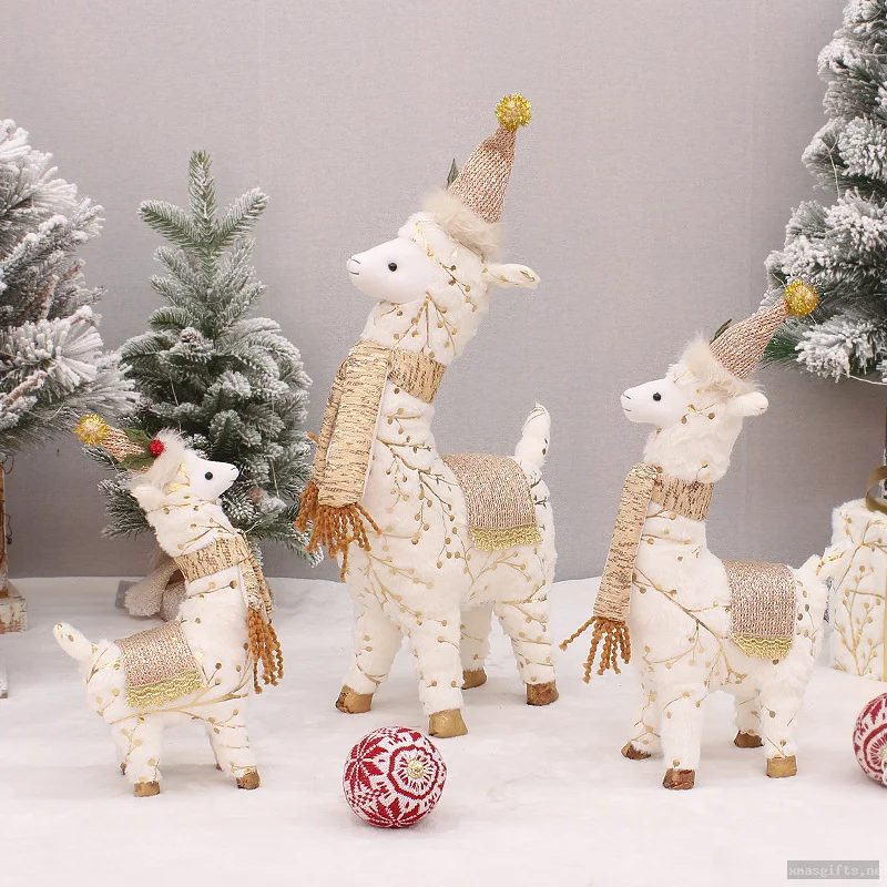 Muñeco de peluche de reno navideño, juguete animal relleno y suave