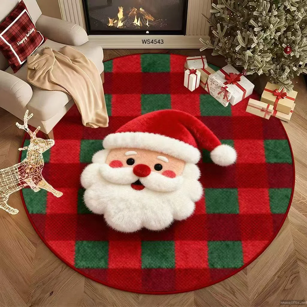 3D Embossed Cartoon Christmas Bath Rug Noise Reduction Water Absorbent Bathroom Xmas Decor Mat