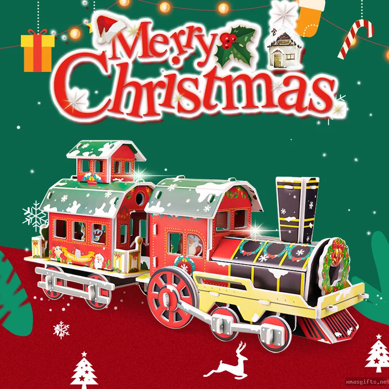 Xmas 3D Stereo DIY Puzzle Kids Creative Handcraft Assembly Game