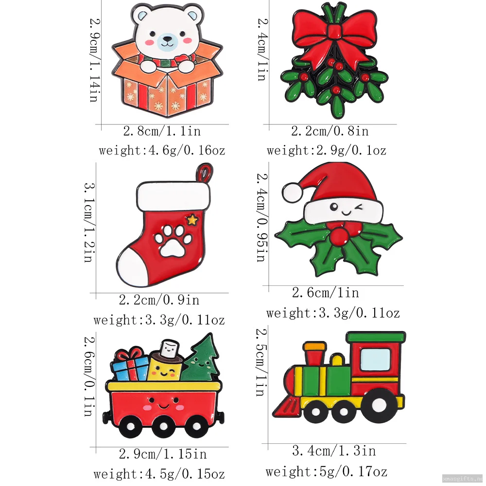 Metal Christmas Brooches Festive Enamel Lapel Pins Holiday Gift Jewelry