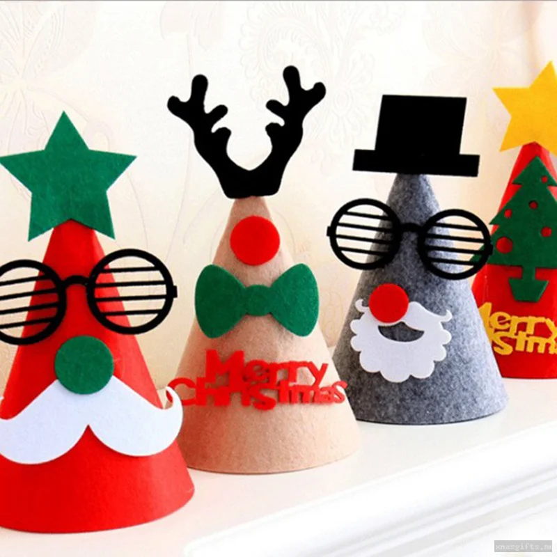 Reindeer Ornament Santa Claus Hat Soft Plush Holiday Costume Accessory Photo Booth Prop