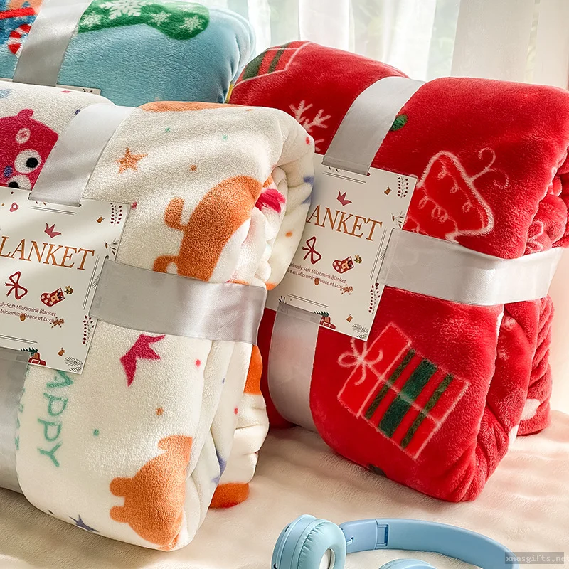 Verdickte Weihnachts-Flanelldecke – warme, schwere Winterdecke für Sofa, Bett und als Festtagsplaid