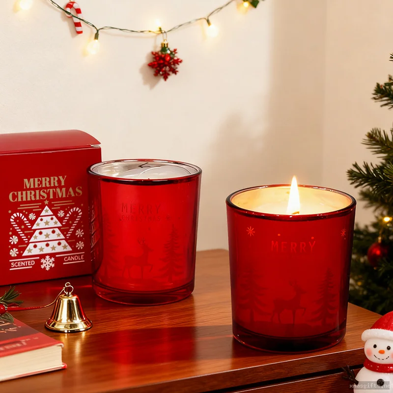 Christmas Scented Candle Various Fragnance Gift , Natural Smokeless Soy Wax Aroma Favor for Festive Atmosphere