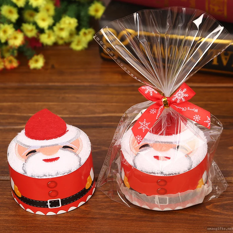 Creative 30x30cm 40g Christmas Gift Towel, Santa Cake Towel, Holiday Event Gift Box Towel