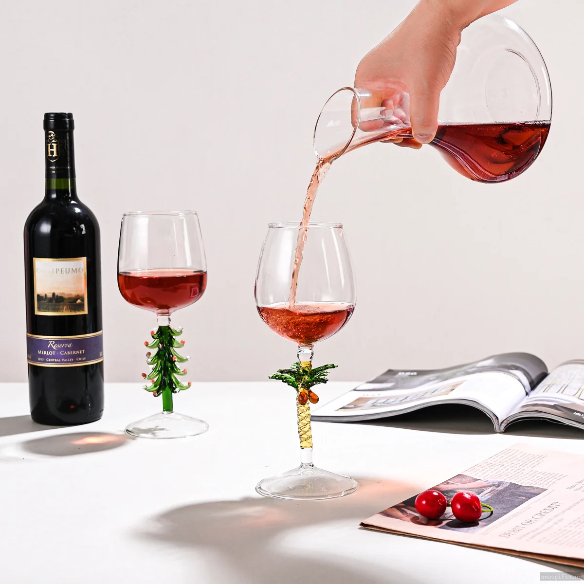 Kreatives Weinglas in Baumform zum Weihnachtsfest | Individuelles Logo – Großhandel, Ins-Stil Champagnerglas