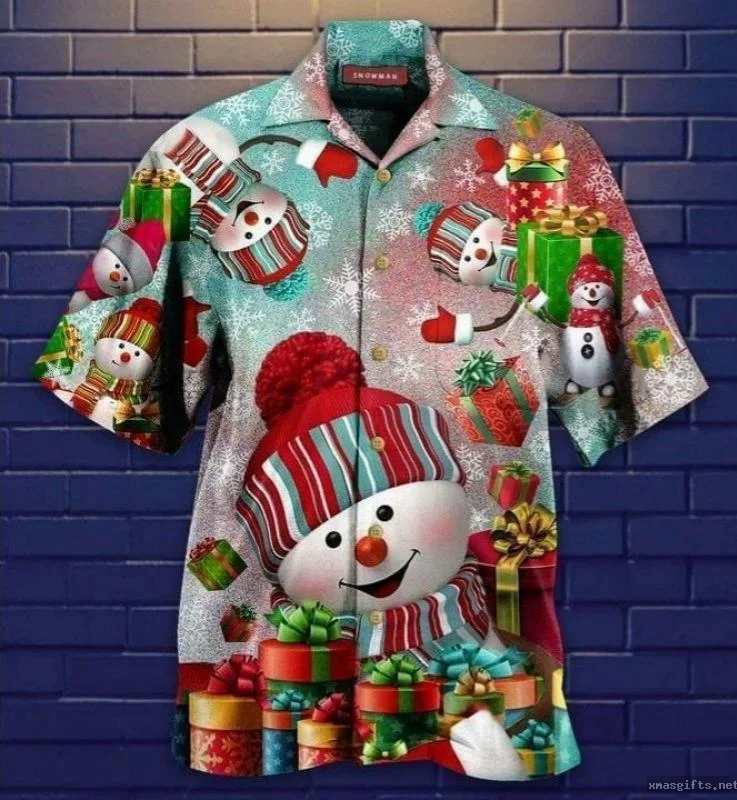 Custom 3D Digital‑printed Christmas Elements Casual Short‑sleeve Tops Shirts