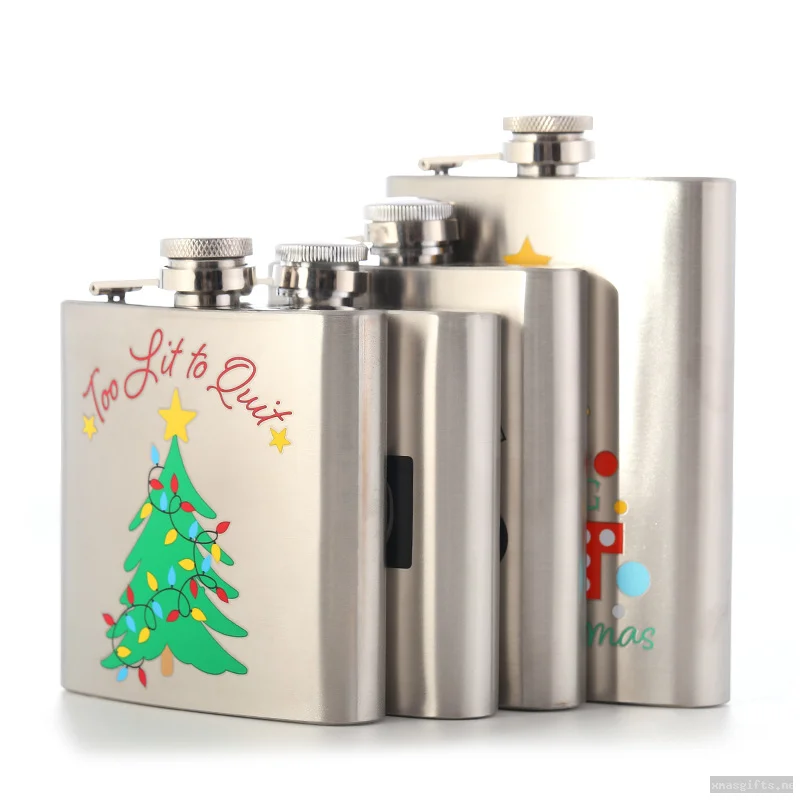 Custom 8oz Christmas Painted 304 Stainless‑steel Hip‑flask Portable Pocket Liquor‑bottle