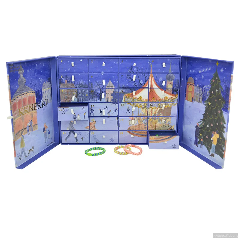Custom Christmas Advent Calendar Box Luxury Double‑door Surprise Blind Empty Gift Box