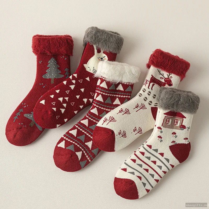 Individuell gestaltete Jacquard-Logo-Wollsocken für Frauen – mit Fleecefütterung, dicke Winter-Schlafsocken, im Großhandel erhältlich.