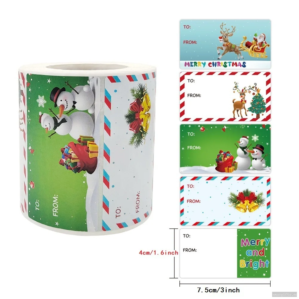 Custom Printing 500pcs/Roll Christmas Sealing Stickers, Holiday Gift Self-Adhesive Label Stickers