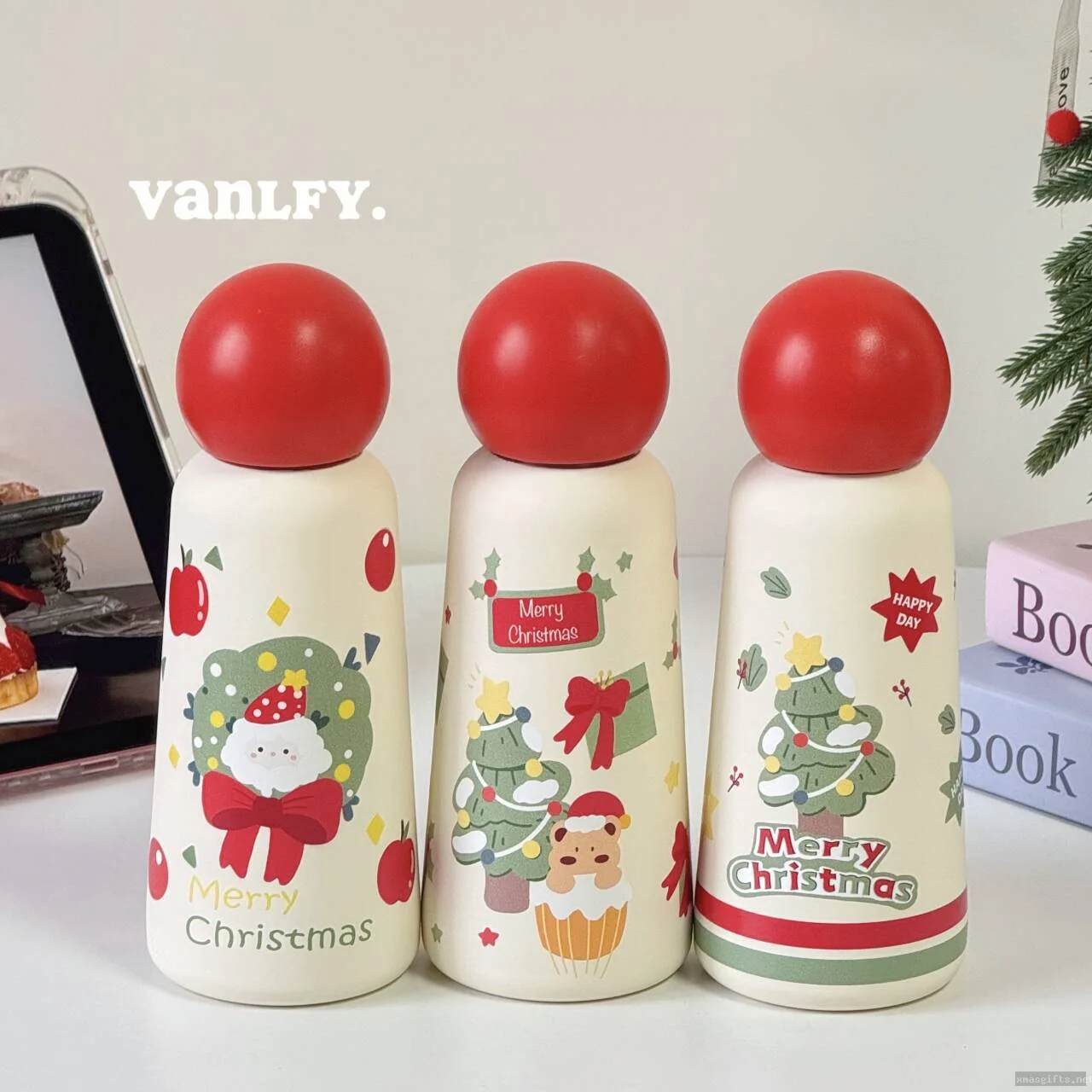 Cute Apple Christmas New Year 316 Stainless Steel Pocket Tumbler | Portable Car Travel Cup Custom Wholesale