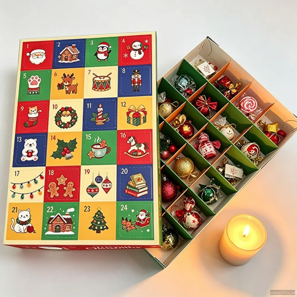 Empty Christmas Advent Calendar Box, 24 Compartments Countdown Gift Surprise Box